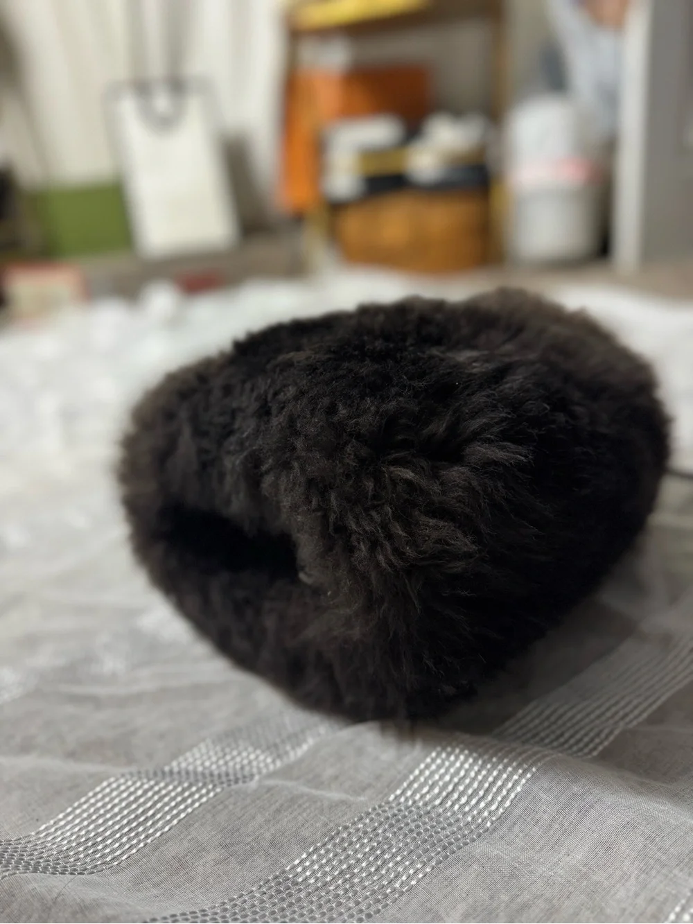 Vintage muffin cuff Faux Fur Accessory - Dark Brown